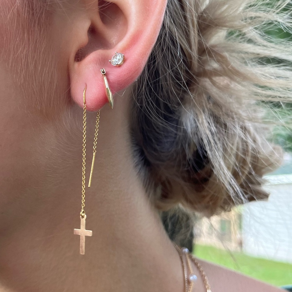 Cross Threader Earrings (Gold) - image 2